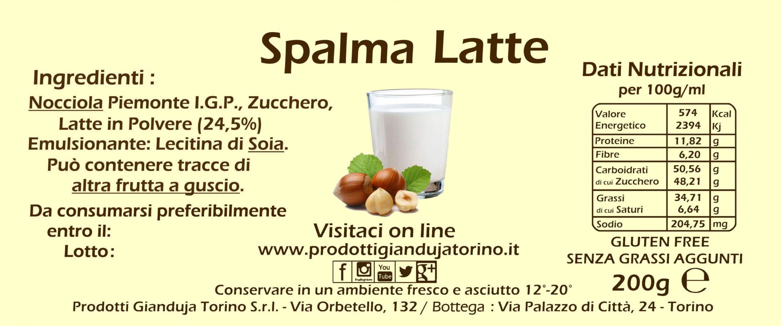 etichetta crema latte